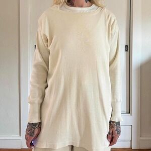 Vintage 1950s cotton cream colored long thermal
